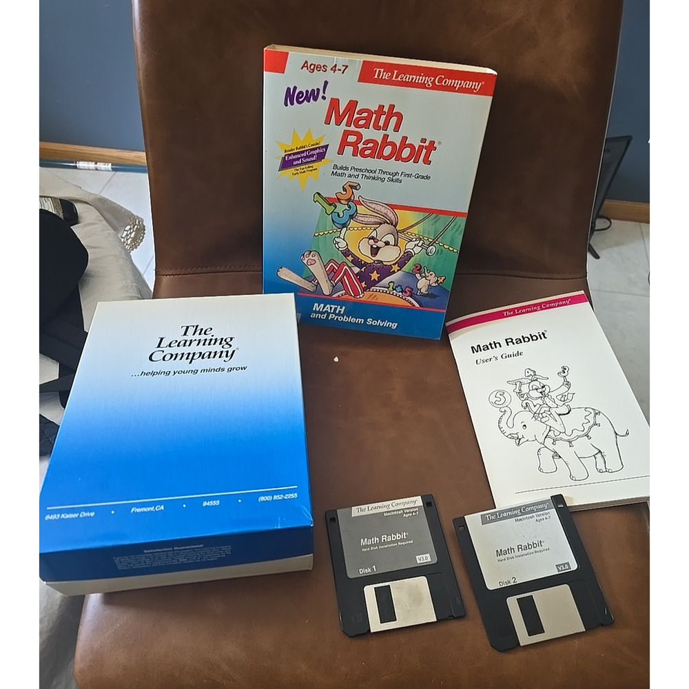 Vintage‎ The Learning Company Math Rabbit's and Problem Solving Floppy 3.5" Disk